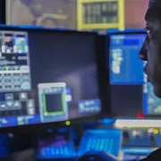 War fighter in a control center